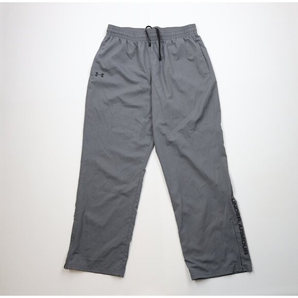 Under Armour Mens XL Spell Out Loose Fit Lined Wide Leg Windbreaker Pants Gray - Picture 1 of 14